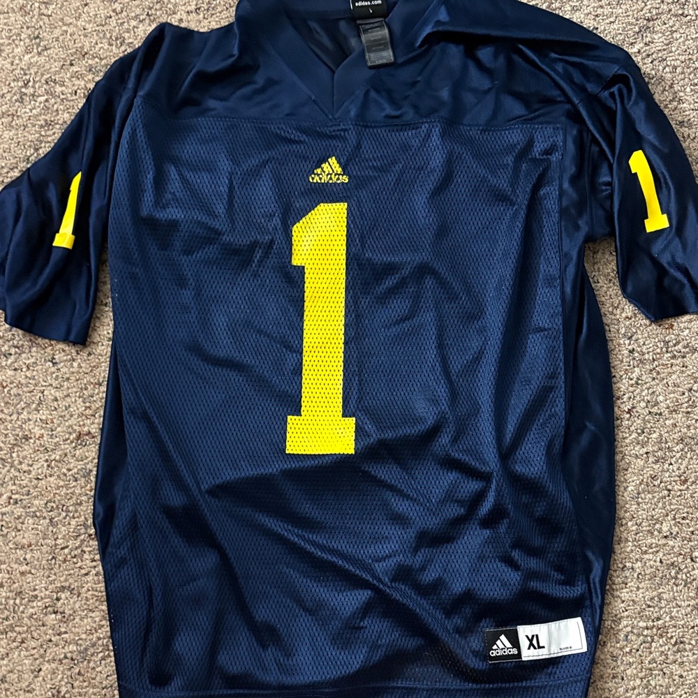 Adidas Dark Blue Jersey with Yellow Number Michigan Wolverines